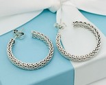 Tiffany &amp; Co 1&quot; Large Somerset Mesh Hoop Huggie Earrings in Sterling Silver - £259.19 GBP