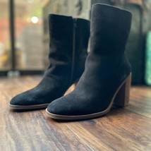 NEW Lucky Brand LK PINLOPE BLACK Suede Side Zip Boots Size 9 M - £88.63 GBP