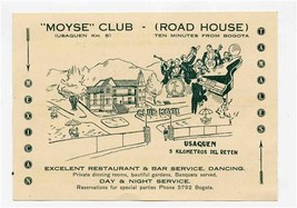 Club Moyse Road House Ad Card Usaquen Bogota Columbia  - £14.08 GBP