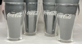 Vintage Enjoy Coca Cola Coke Glass Clear 12oz 5&quot; Bell Shape Lot of 4 - £9.59 GBP