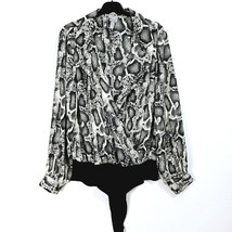 Asos Design - NEW - Long Sleeve Wrap Bodysuit - Snake Print - UK 16 - £18.08 GBP