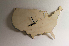 Custom Unique Bespoke USA Shape Clock USA Map Wooden - £23.08 GBP