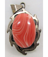 Mid-Century Modern Sterling Silver and Oval Scottish Agate Pendant  - $147.51