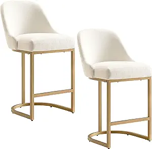 10132Gd/Wt Barrelback Counter Stool With Metal Base, Set Of 2, For Kitch... - $473.99