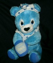 12" Vintage 1990 Nanco Blue Berry Jamin Teddy Bear Stuffed Animal Plush Toy Boy - $28.50