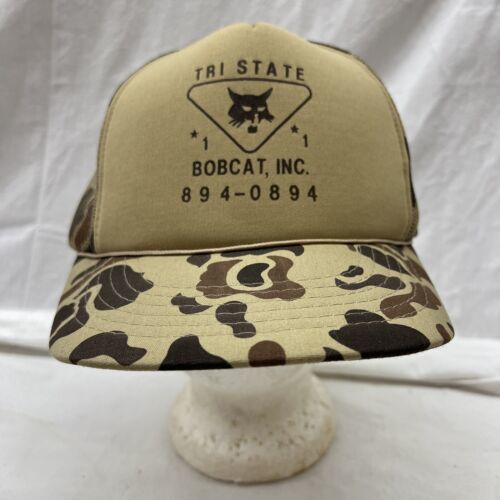 trucker hat baseball cap Vintage Mesh Snapback Tri State Bobcat Inc Brow... - $39.99