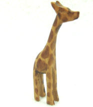 Vintage Giraffe Figurine Hand Carved Wood Brown Painted Small 3 inch Figure - £7.82 GBP