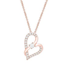 1/4 Carat Moissanite Crossover Heart Pendant Necklace in 18K Gold Plated Sterlin - £47.78 GBP