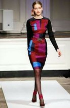 $3,300 Oscar De La Renta Pf 2012 Stunning Artsy Color Block Runway Dress 8 - £625.71 GBP