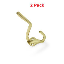 Grip Tight Tools HO1 2 7/8&quot; Double Coat &amp; Hat Hooks Wall Mounted In Brass Plated - £6.25 GBP