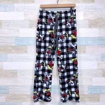 Disney Minnie Mouse Plush Fleece Pajama Pants Black White Gingham Womens... - £15.98 GBP