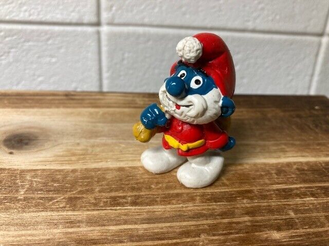 Smurfs 1981 Santa Claus Papa Smurf Vintage Christmas Figure Toy PVC Schl... - $8.51