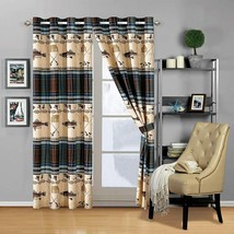 River Fly Fishing Themed Rustic Cabin Lodge Window Treatment Curtain Set - £49.91 GBP