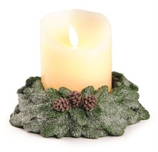 LED Candle With Christmas Greens &amp; Pinecone Base - £16.74 GBP