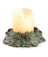 LED Candle With Christmas Greens &amp; Pinecone Base - $28.52 CAD