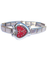 Red Curvy Heart Italian Charm Watch Jewelry - 1990s 2000s Style - WW420red - $15.72