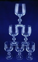 6 Bohemia 5 3/4&quot; Claudia Crystal Clear Wine/Water Goblets Faceted Ball Stem - £32.54 GBP