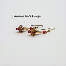 Gold Cone Earrings with Swarovski Crystal handmade image 4