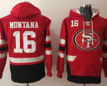 Joe Montana #16 Scarlet Red Uniform Pocket Lace-Up Pullover Jersey Hoodie - $75.99