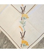 VTG Fairistytch? embroidery 8pc Tablecloth, runners and napkin lot Brown... - $52.00