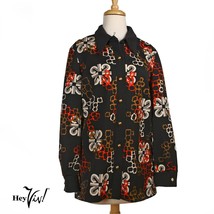 Vintage 70s Puritan Forever Young Geometric Blouse Shirt Sz L B38 W38 - ... - £25.03 GBP