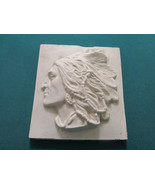 CHALKWARE PLAQUE AMERICAN NATIVE INDIAN SIOUX CHIEF HEAD PORTRAIT RELIEF... - $145.32 CAD