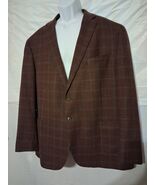 Jos. A Bank 1905 Collection Blazer 48R Brown Windowpane Wool Stretch Tai... - $40.58