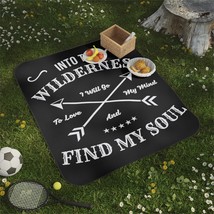 Picnic Blanket - Wilderness Quote - Soft and Water-Resistant - Black Car... - £49.22 GBP