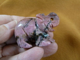 (Y-ELE-750) pink black ELEPHANT gemstone carving figurine love elephants... - £13.99 GBP