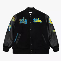 DSHARKS UCLA Bruins Black Wool &amp; Genuine Leather Varsity Jacket with Emb... - $150.00+