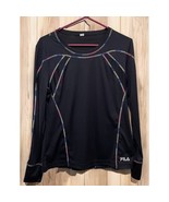  FILA Performance SPORT Black Long Sleeve Flourescent Trim Shirt Stretch... - $20.44 CAD