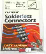 Calterm 10181 (CP-18A) .250&quot; Tab, Female Push-On Solderless Connector 5 Pcs - £11.99 GBP