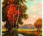 H Winkler Painting River Trees Fields Landscape Artist Signed UNP Postca... - £6.97 GBP