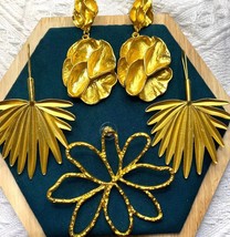 Palm Leaf Earrings Za Vintage Style Gold Color Hoop Women Luxury 2023 Fashion - £9.58 GBP