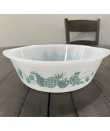Vintage GLASBAKE US Turquoise FRUIT pattern Nesting MIXING BOWL Milk Gla... - $19.79