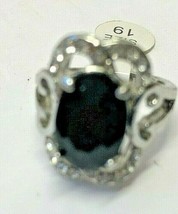 NEW Black Faceted Quartz with Crystals Large Stone Women&#39;s Size 9 US Ring - £6.34 GBP