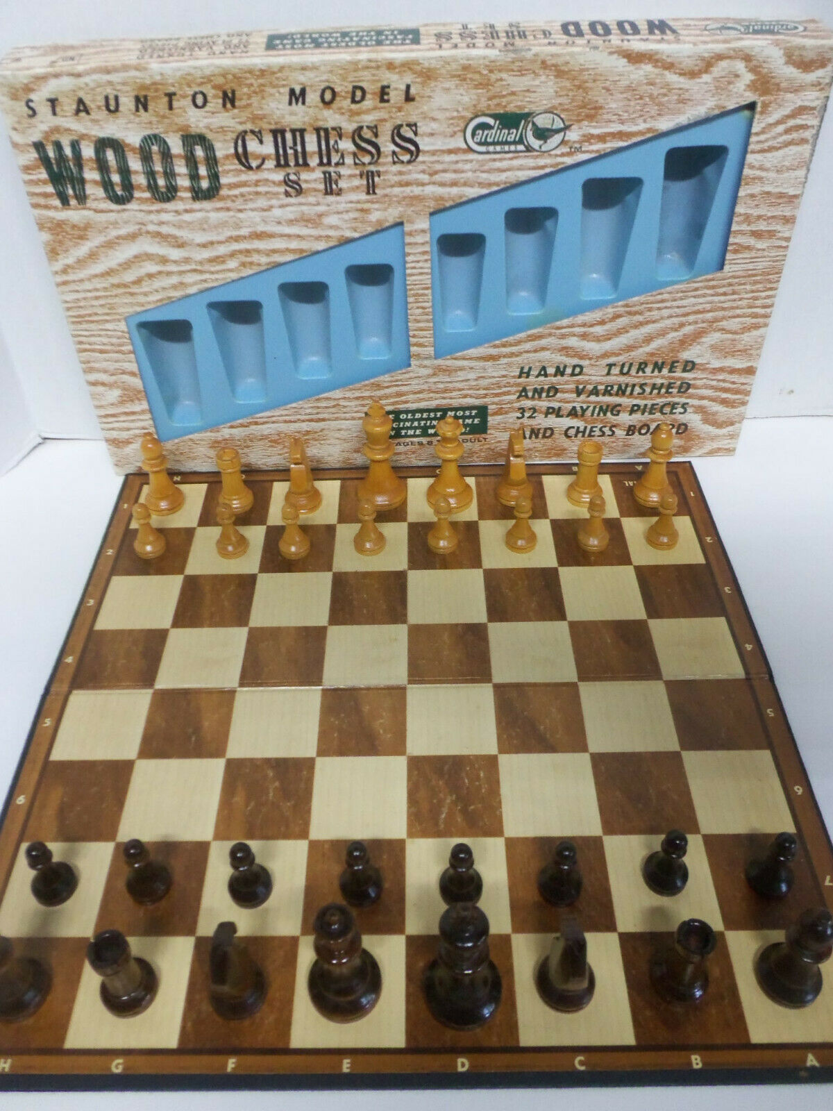 RARE Vintage Staunton Model Wood Chess Set by Cardinal Games COMPLETE in Box - $69.25