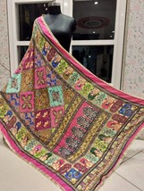 Women Dupatta Handcrafted Mirror &amp; Pearl work digital Print Chinnon Chunni NW 20 - £24.88 GBP