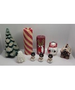 9 VTG Christmas Holiday Candle Mix Lot Xmas Tree Snowman Reindeer Candy ... - £30.47 GBP