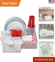 Versatile 8-Compartment Utensil and Paper Plate Holder - Durable Metal D... - $55.50