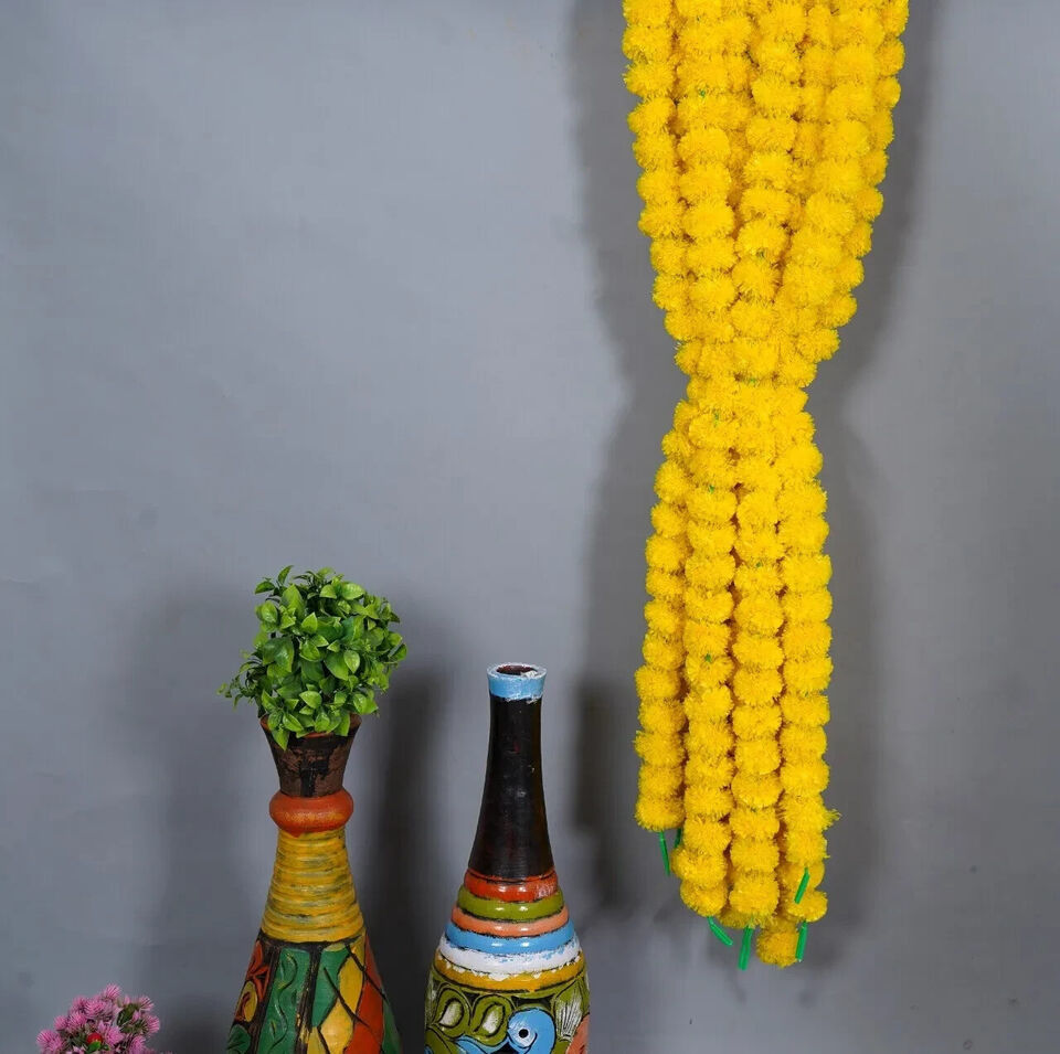LOT Artificial Marigold yellow Flower Garlands Indian Wedding Event Decoration