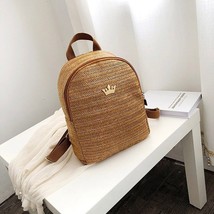 W backpack weave bohemian female crown rattan bag travel kniited sac a dos holiday lady thumb200