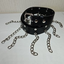 Goth Hot Topic Chain Link Belt Mens XL Studded Black Bonded Leather Bond... - $482.37 MXN