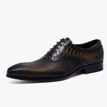Men Italian Oxford  Wingtip Leather Shoes Pointed Toe Lace-Up Oxford  Dress Brog - £147.39 GBP