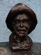 Hand-carved Brazilian Gaucho bust Very good quality wood  - £62.51 GBP