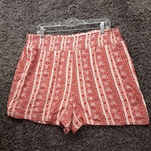 Knox Rose Shorts Women XL Red Fair Isle Verticle Stripe Elastic Waist Relaxed - £10.08 GBP