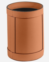 Shwaan Cylindrical Round Leather Trash Can, Home Gift Harness Leather Of... - $256.41
