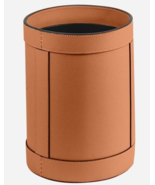 Shwaan Cylindrical Round Leather Trash Can, Home Gift Harness Leather Of... - £201.77 GBP