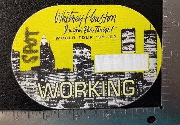 WHITNEY HOUSTON - VINTAGE ORIGINAL 5/13/91 CONCERT TOUR CLOTH BACKSTAGE ... - $10.00