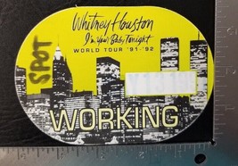 WHITNEY HOUSTON - VINTAGE ORIGINAL 5/13/91 CONCERT TOUR CLOTH BACKSTAGE ... - £7.87 GBP